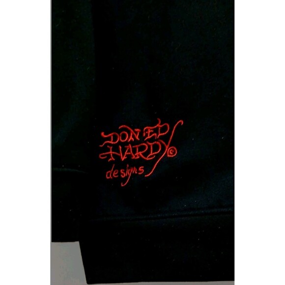 Ed Hardy by Christian Audigier XXL Black Skull Embroidered Sweatshirt Y2K Vintag - Picture 5 of 9